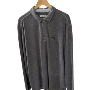 Tommy Bahama Size 2XLT Men’s 3 Button Long Sleeve Shirt Marlin Logo Gray